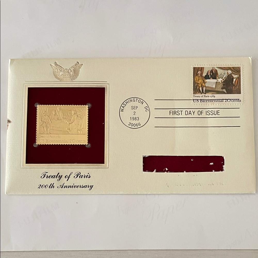 Treaty of Paris 200th Anniversary First Day Cover